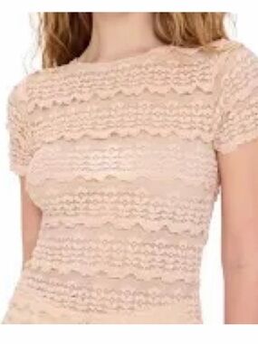 Free People  Intimately - Delicate textured Short Sleeve Top